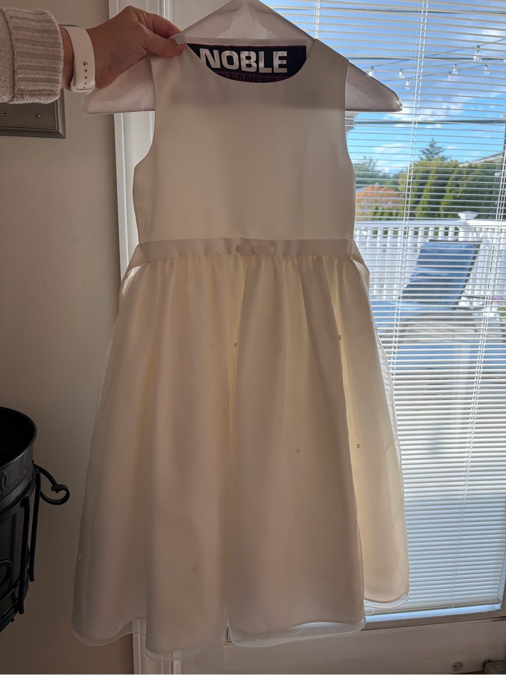 Girls' Ivory flower girl dress with pearls size 6X